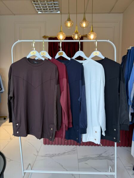 Paraşüt Kumaş Detaylı Tunik (bordo)