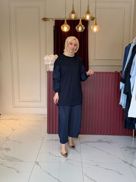 Yanları Uzun Paraşüt Detaylı Pantolon (lacivert)