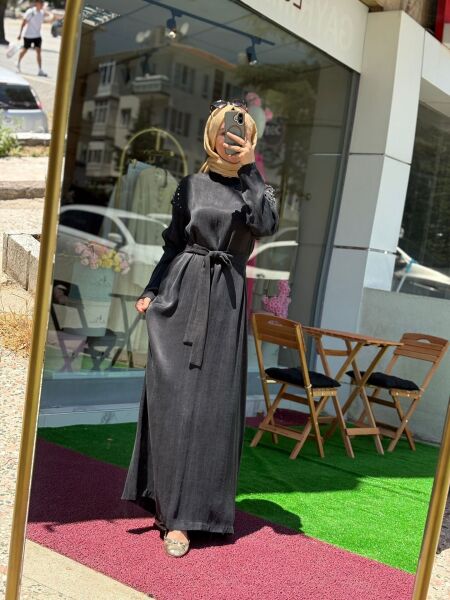 İPEK QUPRA ELBİSE bordo - 1