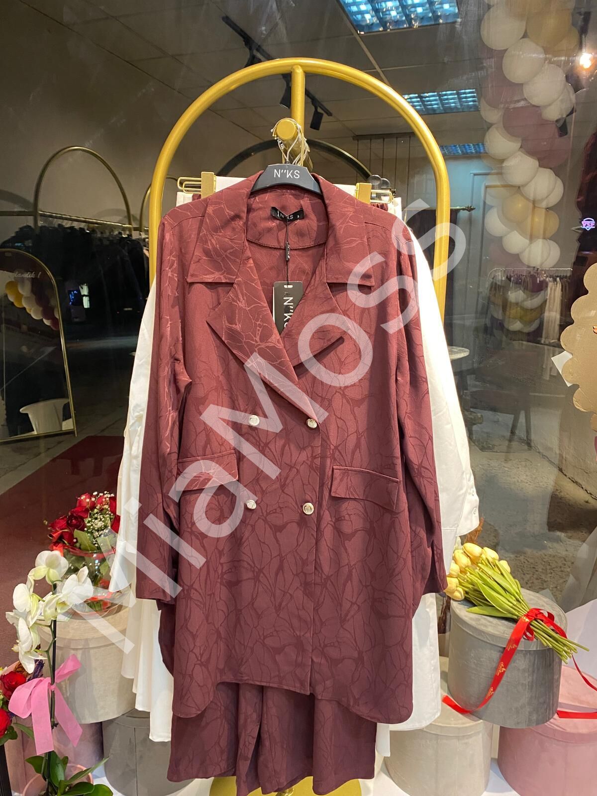 jakarlı ceketli takım bordo - 1