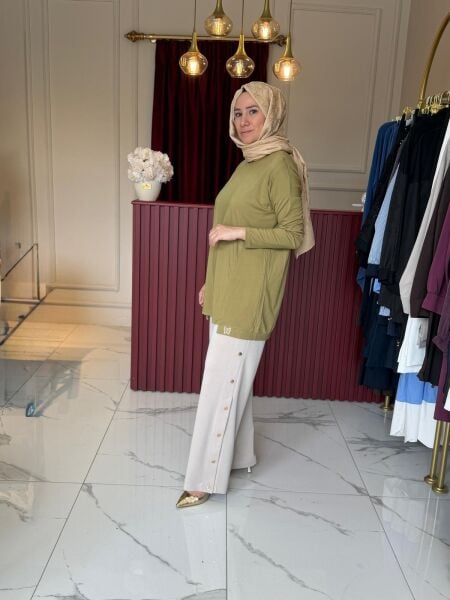 Çıtçıt Detaylı Oysho Pantolon (taş)