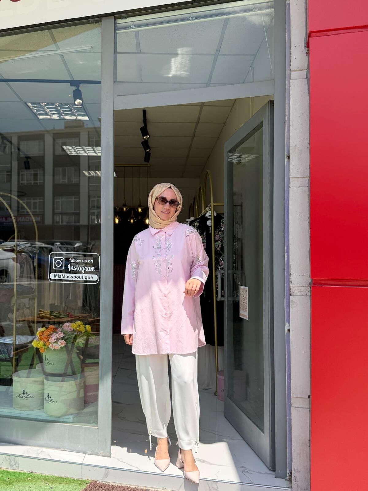 Taş Detaylı Gömlek pudra pembe
