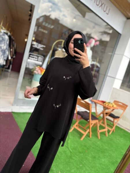 Ceremony Siyah Taş Detaylı Takım