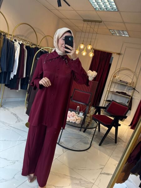 Yakası Taş Detaylı Merlin Takım