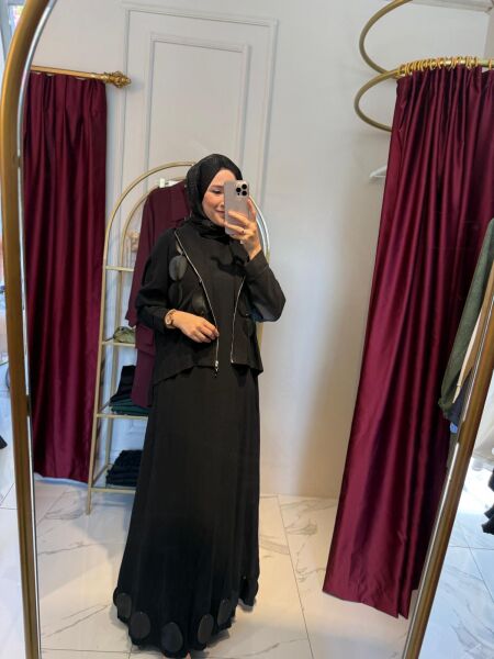 Ceremony Deri Detaylı Ceketli Elbise