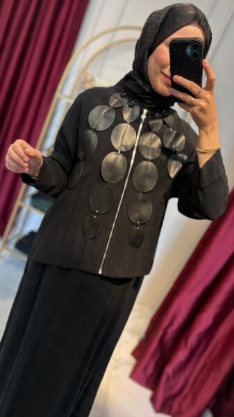 Ceremony Deri Detaylı Ceketli Elbise