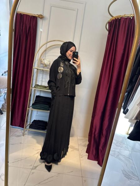 Ceremony Deri Detaylı Ceketli Elbise