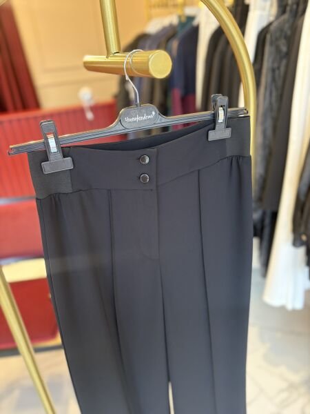 Nervür dikişli palazo kesim pantolon (Siyah)