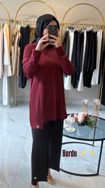 Qmash kelebek işleme detaylı içlik tunik