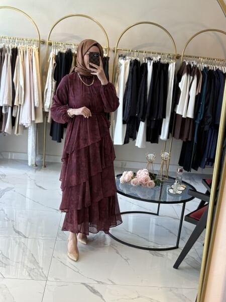 Volanlı Desenli Elbise