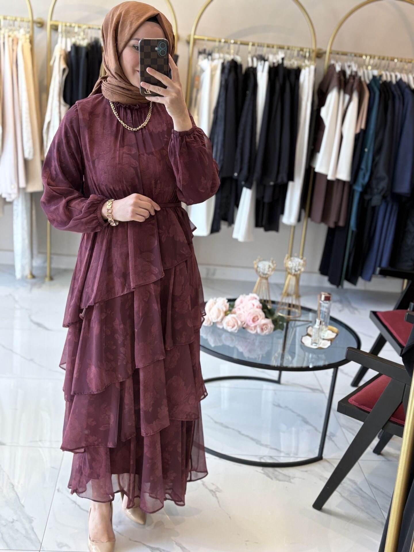 Volanlı Desenli Elbise