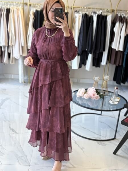 Volanlı Desenli Elbise