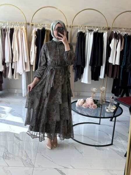 Volanlı Desenli Elbise