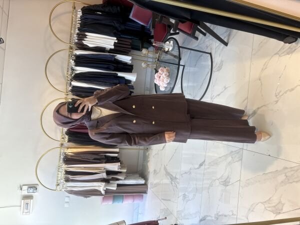 Gold Düğmeli Ceketli Takım Kahverengi