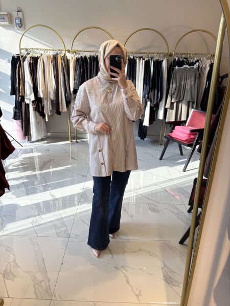 ŞERİT TAŞ DETAYLI KOT PANTOLON