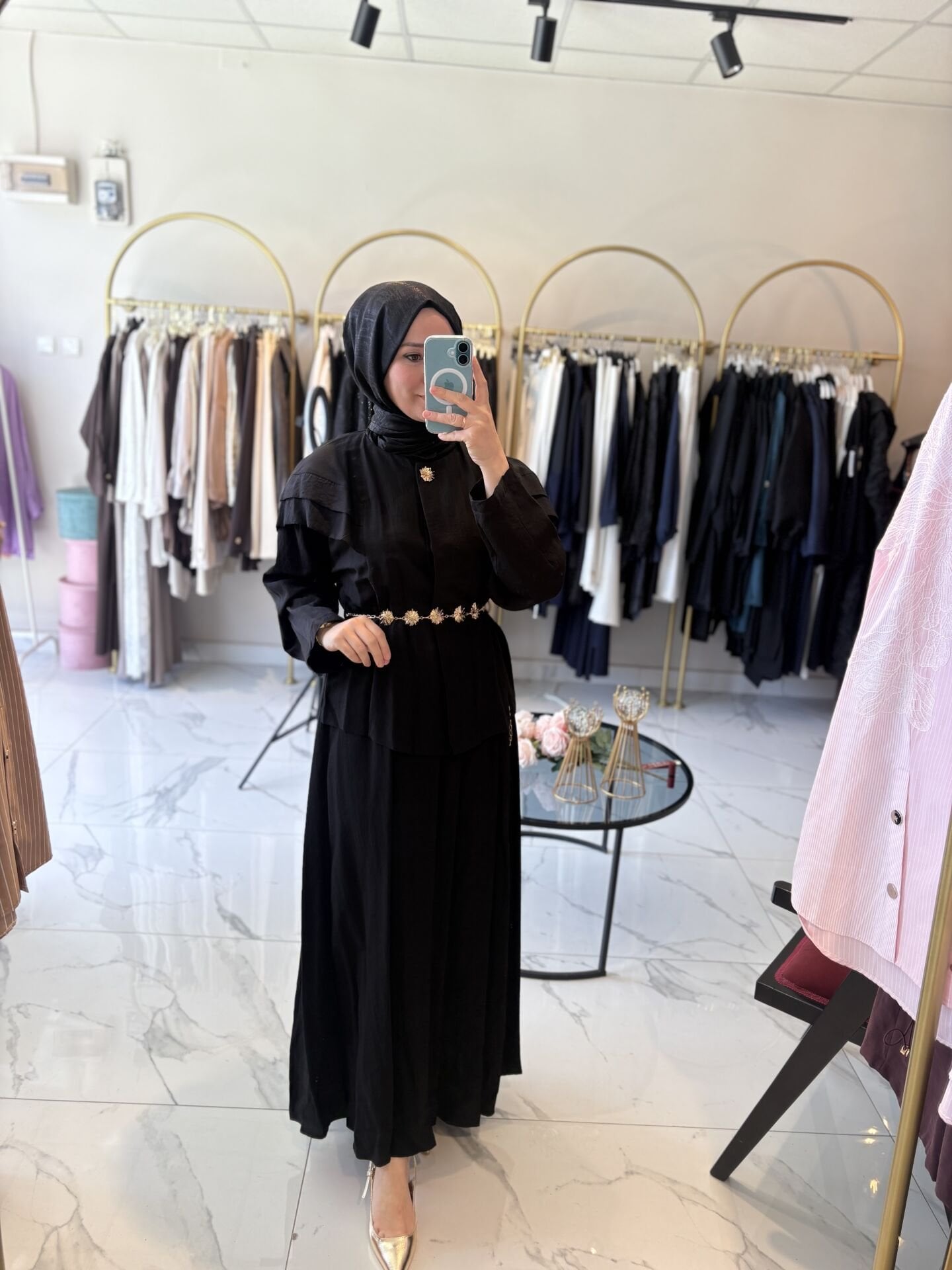 Gold Kemer Detaylı Takım ( siyah )