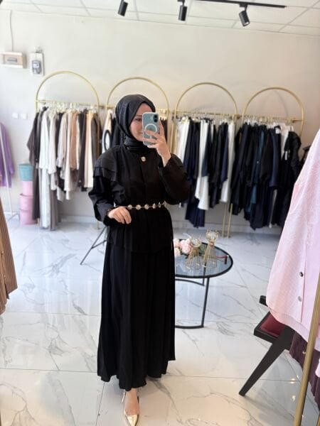 Gold Kemer Detaylı Takım ( siyah )