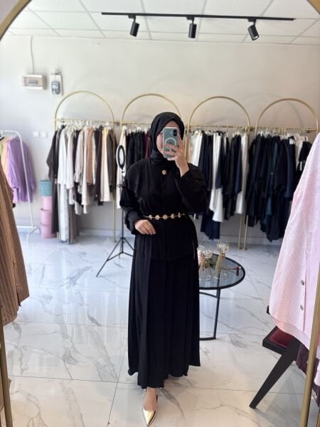 Gold Kemer Detaylı Takım ( siyah )