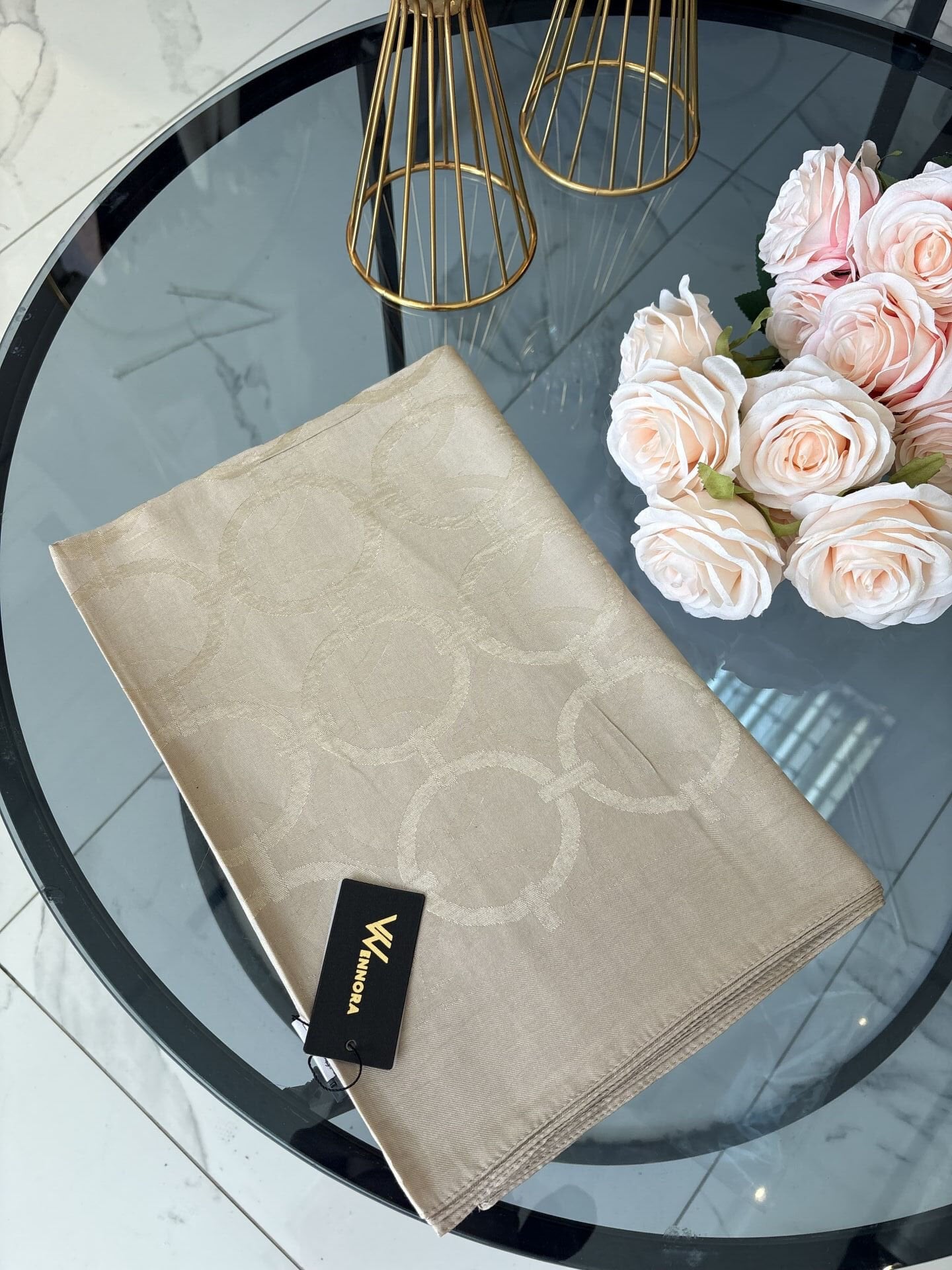 Wennora büyük zincir desen bej