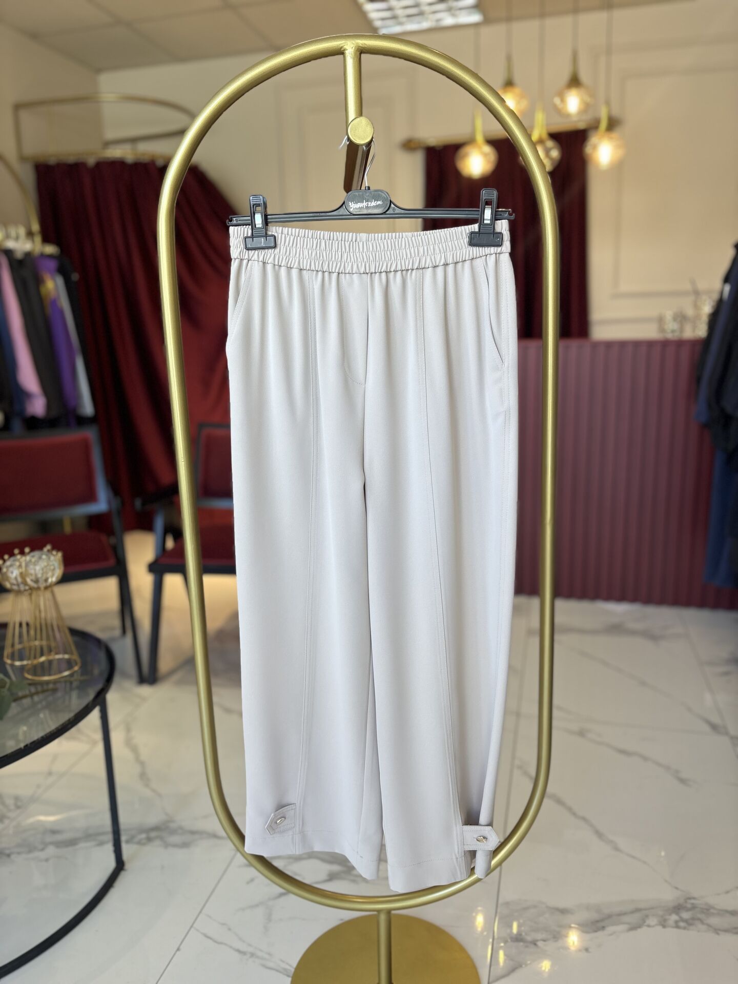 Paça düğme detaylı pantolon ( bej )