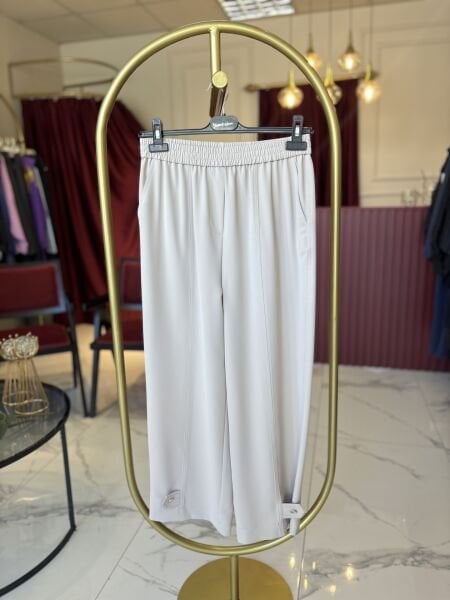 Paça düğme detaylı pantolon ( bej )