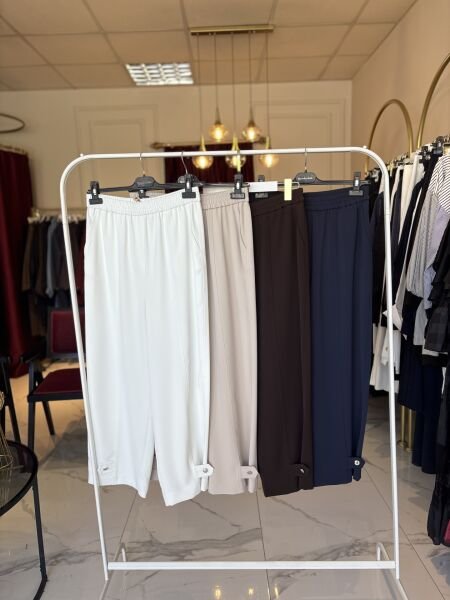 Paça düğme detaylı pantolon ( bej )
