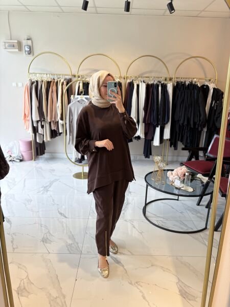Paraşüt detaylı spor takım kahverengi