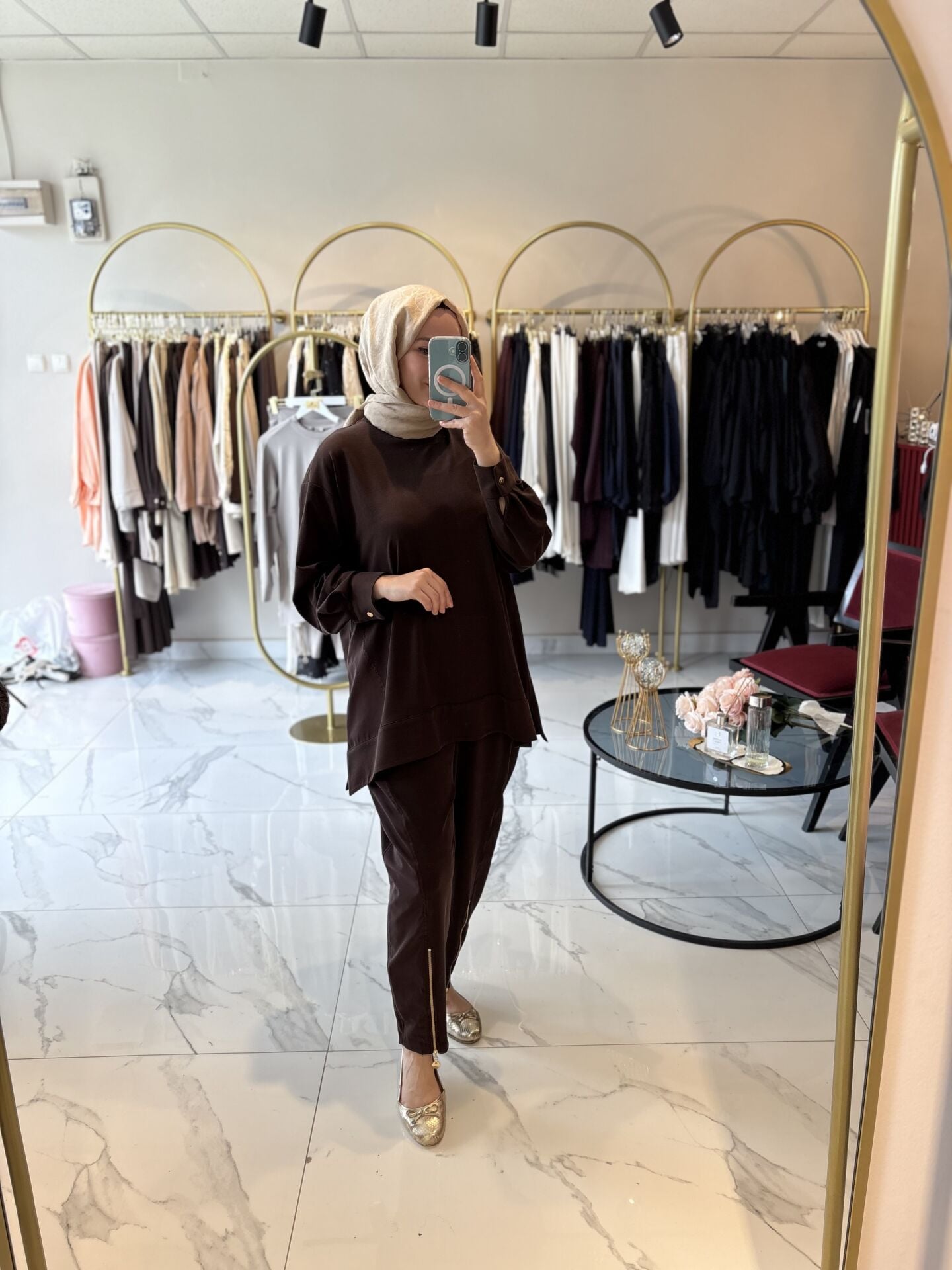 Paraşüt detaylı spor takım kahverengi
