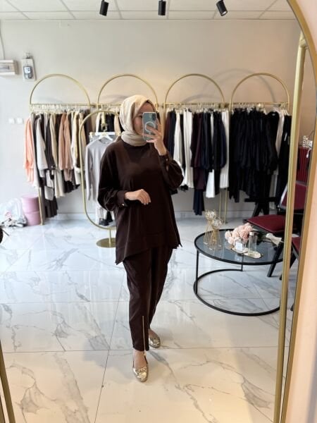 Paraşüt detaylı spor takım kahverengi