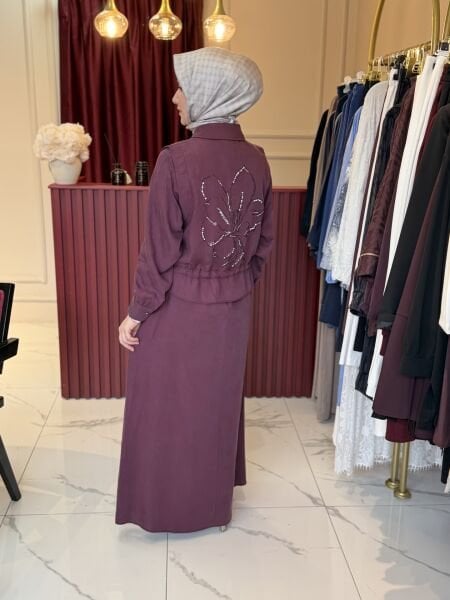 Arkası İşleme Detaylı Takım (Mürdüm)
