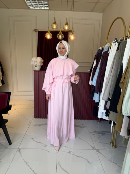 Luna Volan Elbise (şeker pembe)