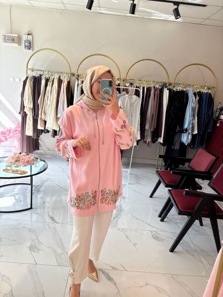 Pul İşlemeli Ceket (Pudra Pembe)